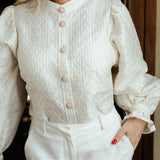 Puffogfjongblusen - Bright White